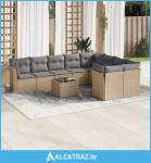 10-dijelni set vrtnih sofa s jastucima bež od poliratana - NOVO