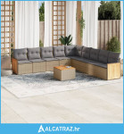 10-dijelni set vrtnih sofa s jastucima bež od poliratana - NOVO