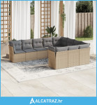 10-dijelni set vrtnih sofa s jastucima bež od poliratana - NOVO