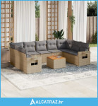 10-dijelni set vrtnih sofa s jastucima bež od poliratana - NOVO