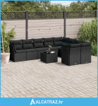 10-dijelni set vrtnih sofa s jastucima crni od poliratana - NOVO