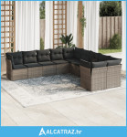10-dijelni set vrtnih sofa od poliratana s jastucima sivi - NOVO