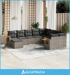 10-dijelni set vrtnih sofa od poliratana s jastucima sivi - NOVO