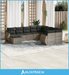 10-dijelni set vrtnih sofa od poliratana s jastucima sivi - NOVO