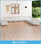 11-dijelna vrtna garnitura od masivne borovine bijela - NOVO