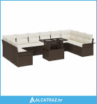 11-dijelni set vrtnih sofa s jastučićima smeđi poli ratan - NOVO