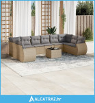 11-dijelni set vrtnih sofa od poliratana s jastucima bež - NOVO