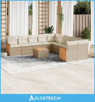 11-dijelni set vrtnih sofa od poliratana s jastucima bež - NOVO