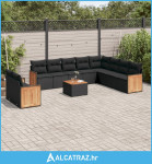 11-dijelni set vrtnih sofa od poliratana s jastucima crni - NOVO