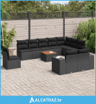 11-dijelni set vrtnih sofa od poliratana s jastucima crni - NOVO