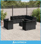12-dijelni set vrtnih sofa od poliratana s jastucima crni - NOVO