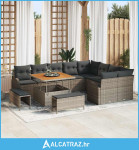 12-dijelni vrtni sofa set s jastučićima Siva Poli Ratan Akacija - NOVO