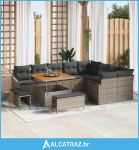 12-dijelni Vrtni Sofas Set s Jastučićima Sivi Poli Ratan Acacia - NOVO
