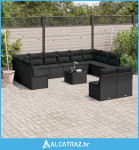 13-dijelni set vrtnih sofa s jastucima poliratan crni - NOVO