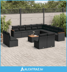 14-dijelni set vrtnih sofa s jastucima poliratan crni - NOVO