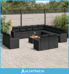 14-dijelni set vrtnih sofa s jastucima poliratan crni - NOVO