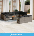 14-dijelni set vrtnih sofa od poliratana s jastucima sivi - NOVO