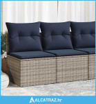 2-dijelni set vrtnih sofa poliratan i bagrem s jastucima sivi - NOVO