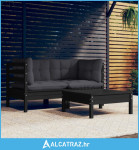 3-dijelna vrtna garnitura od borovine s antracit jastucima - NOVO