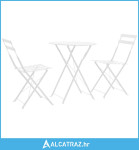3-dijelni bistro set čelični bijeli - NOVO