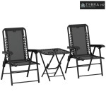 3-dijelni čelični bistro set, vrtni namještaj sa sklopivim stolom i st