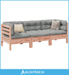 3-dijelni set vrtnih sofa s jastucima masivno drvo duglazije - NOVO