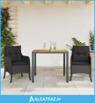 3-dijelni vrtni blagovaonski set s jastucima od poliratana crni - NOVO