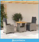 3-dijelni vrtni blagovaonski set sivi od poliratana - NOVO