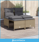4-dijelni set vrtnih sofa s jastucima bež od poliratana - NOVO