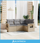 4-dijelni set vrtnih sofa s jastucima bež od poliratana - NOVO