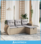 4-dijelni set vrtnih sofa s jastucima bež od poliratana - NOVO