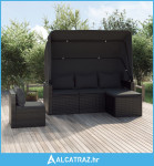 4-dijelni set vrtnih sofa od poliratana s jastucima crni - NOVO