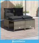 4-dijelni set vrtnih sofa od poliratana s jastucima sivi - NOVO