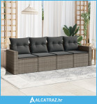 4-dijelni set vrtnih sofa od poliratana s jastucima sivi - NOVO