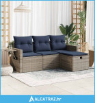4-dijelni set vrtnih sofa od poliratana s jastucima sivi - NOVO