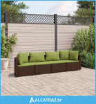 4-dijelni set vrtnih sofa od poliratana s jastucima smeđi - NOVO