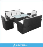 5-dijelna vrtna garnitura od poliratana s jastucima crna - NOVO