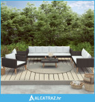 5-dijelna vrtna garnitura od poliratana s jastucima crna - NOVO