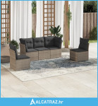 5-dijelna vrtna garnitura od poliratana s jastucima siva - NOVO