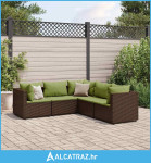 5-dijelna vrtna garnitura od poliratana s jastucima smeđa - NOVO