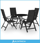 5-dijelni bistro set crni i antracit - NOVO
