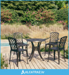 5-dijelni bistro set od lijevanog aluminija crni - NOVO