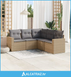5-dijelni set vrtnih sofa s jastucima bež od poliratana - NOVO