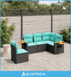 5-dijelni set vrtnih sofa od poliratana s jastucima crni - NOVO