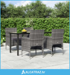 5-dijelni vrtni blagovaonski set s jastucima sivo-crni - NOVO