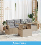 5-dijelni vrtni set sofa s jastucima bež od poliratana - NOVO