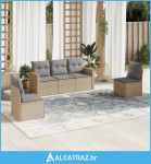 5-dijelni vrtni set sofa s jastucima bež od poliratana - NOVO