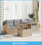 5-dijelni vrtni set sofa s jastucima bež od poliratana - NOVO