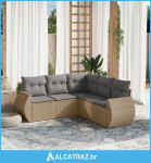 5-dijelni vrtni set sofa s jastucima bež od poliratana - NOVO
