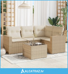 5-dijelni vrtni set sofa s jastucima bež od poliratana - NOVO